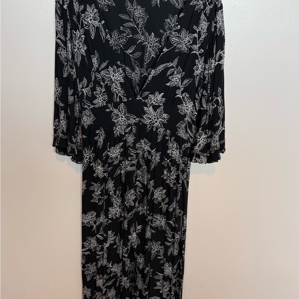 Floral Black and White Maxi Dress
